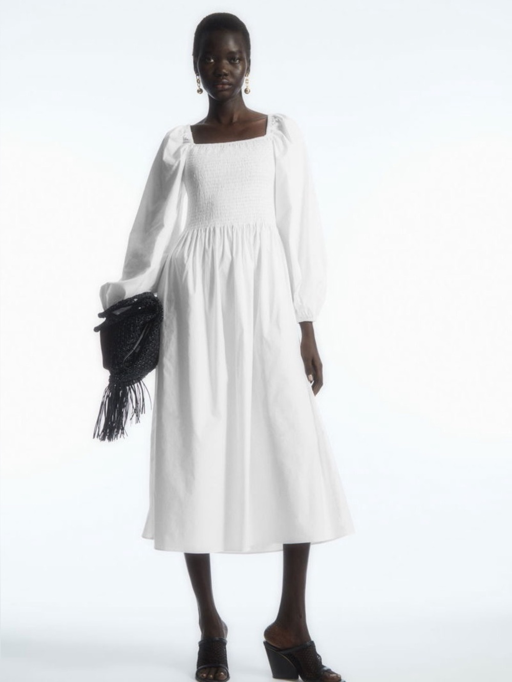 Cos Off-The-Shoulder Smocked Midi Dress 6
